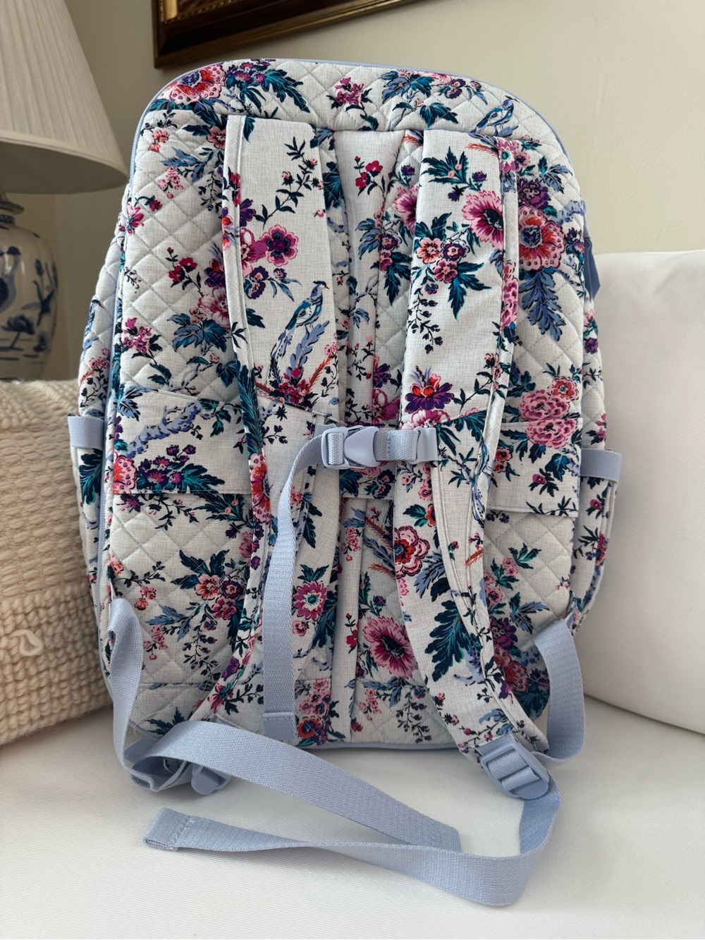 VERA BRADLEY -Cotton Large Travel Backpack Travel Bag, Magnifique Floral- NWT - Picture 2 of 16